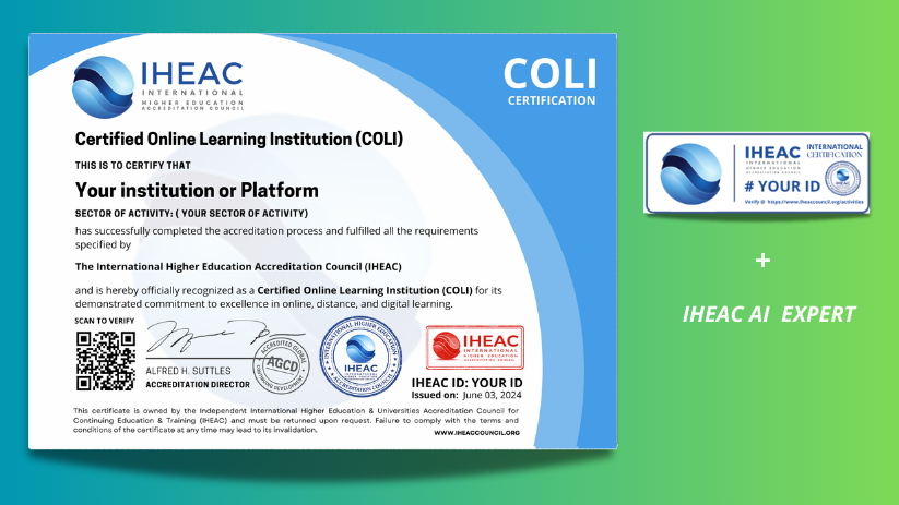 Certified Online Learning Institution (COLI) by IHEAC (AGCD CERTIFIED)