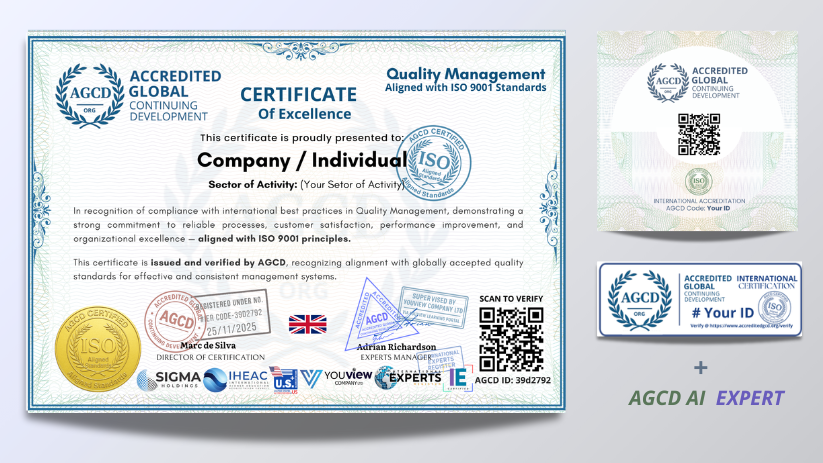 Quality Management Certification of Excellence (Aligned with ISO 9001)